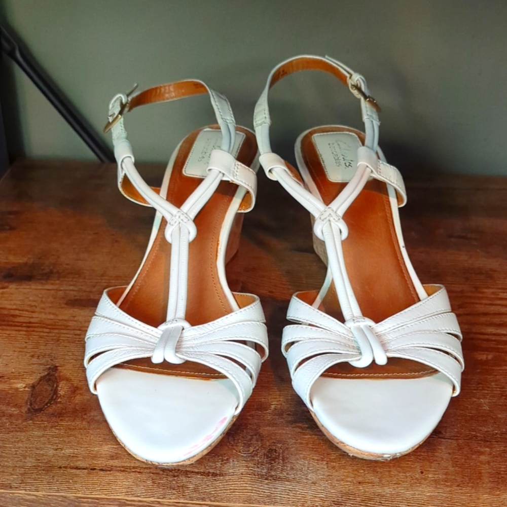 Size 11 W Clark's White Wedge Sandal